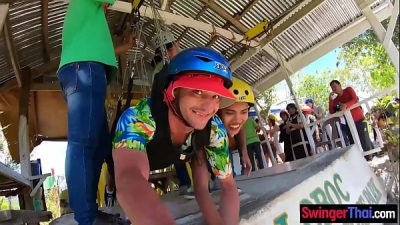 Big butt Asian GF fucked from behind after a day out in an adventure park