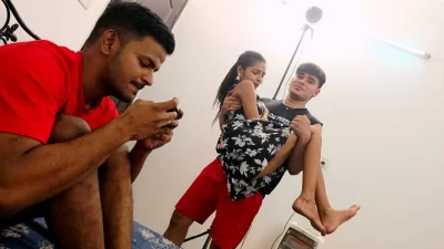 Two stepBrother have Sex with stepsister  Threesom video